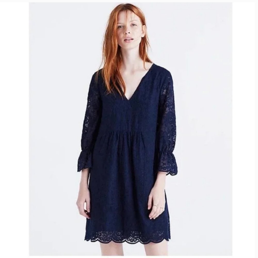 Madewell Embroidered Navy Blue Slowsong Dress Size 00